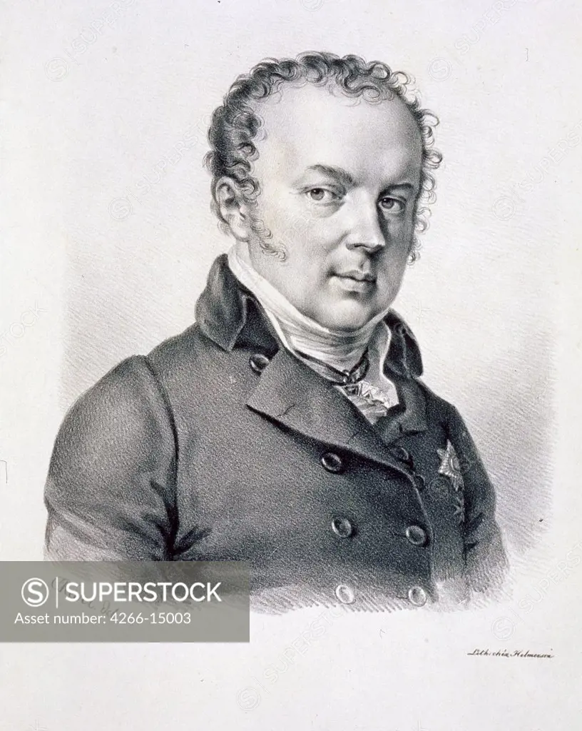 Portrait of Georg Reingold von Engelhardt by Anonymous artist, Lithograph, Russia, St. Petersburg, A. Pushkin Memorial Museum,