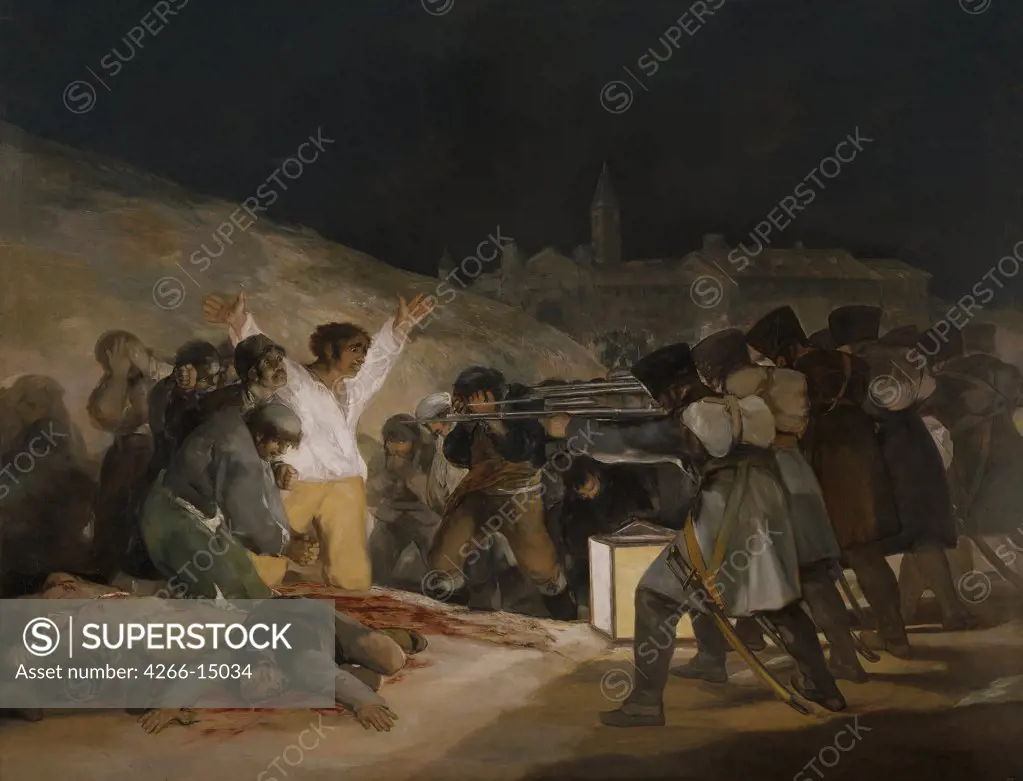 Goya, Francisco, de (1746-1828) Museo del Prado, Madrid Painting 266x345 Genre,History  The Third of May 1808