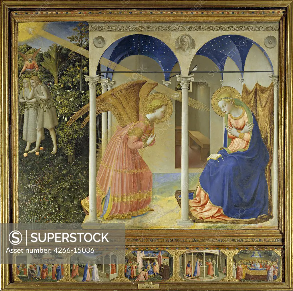 Angelico, Fra Giovanni, da Fiesole (ca. 1400-1455) Museo del Prado, Madrid Painting 154x194 Bible  The Annunciation