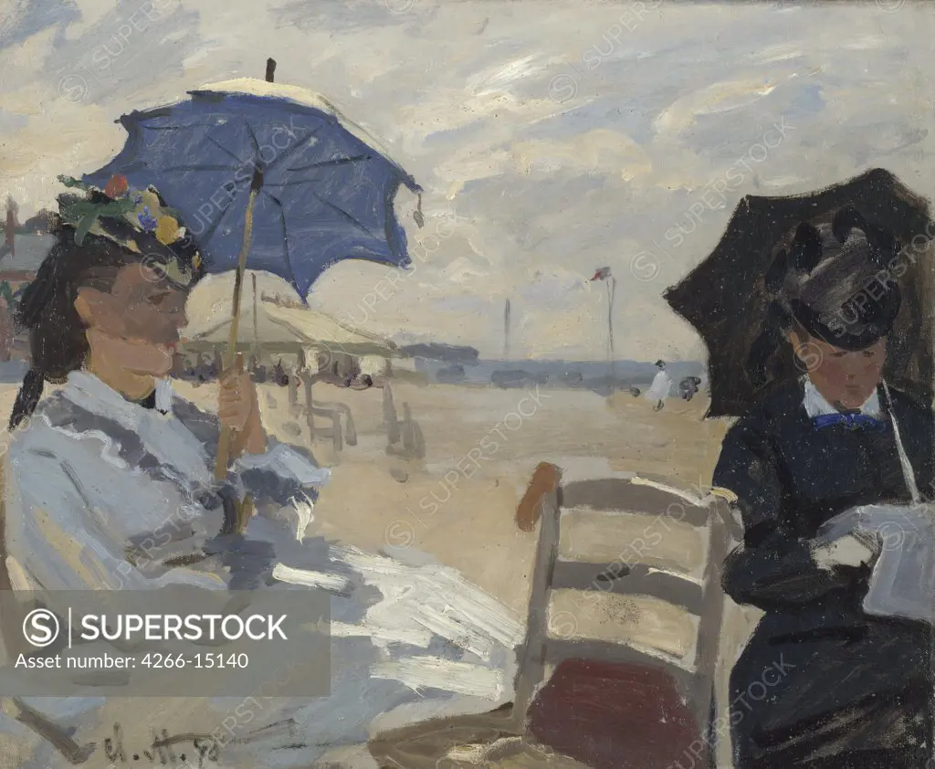 Monet, Claude (1840-1926) National Gallery, London Painting 38x46,5 Landscape,Genre  The Beach at Trouville