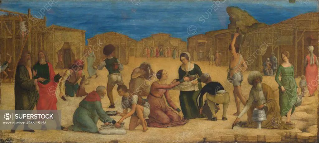 De' Roberti, Ercole (c. 1450-1496) National Gallery, London Painting 28,9x63,5 Bible  The Israelites gathering Manna