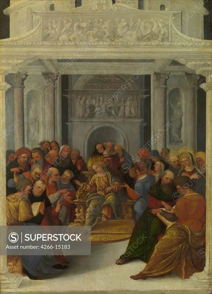 Mazzolino, Ludovico (1480-1528) National Gallery, London Painting 31,1x22,2 Bible  Christ disputing with the Doctors