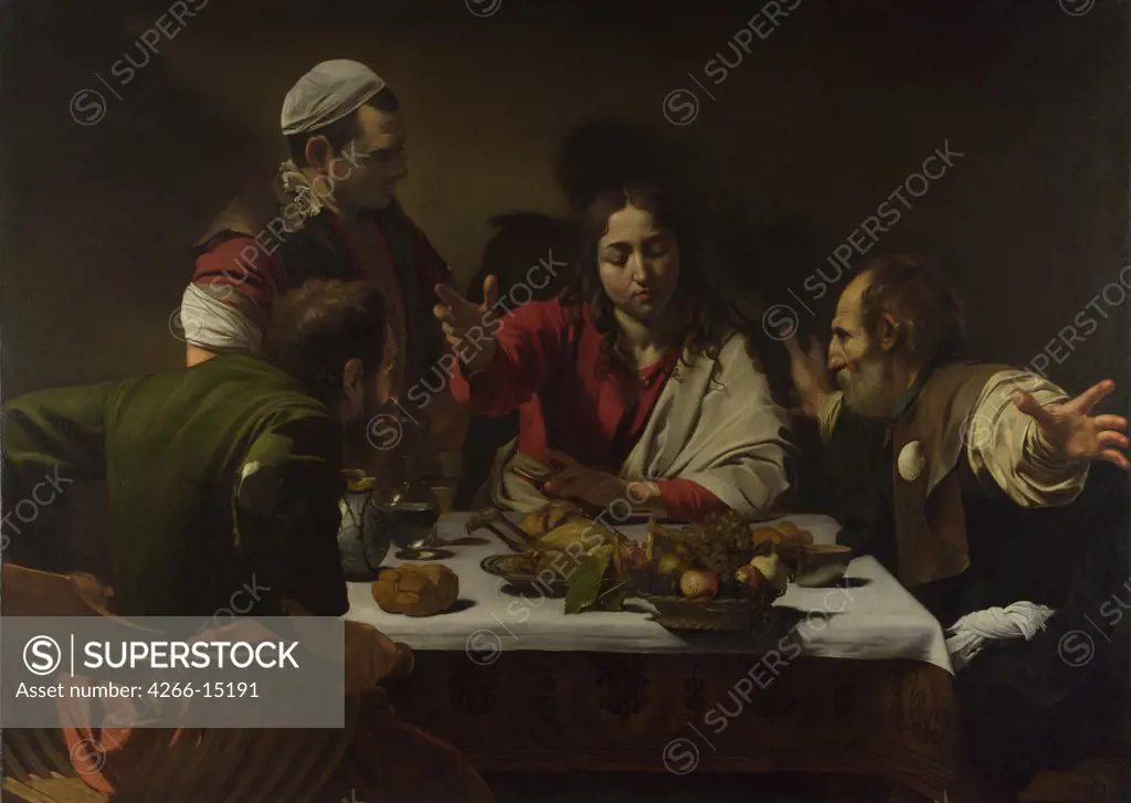 Caravaggio, Michelangelo (1571-1610) National Gallery, London Painting 141x196,2 Bible  The Supper at Emmaus
