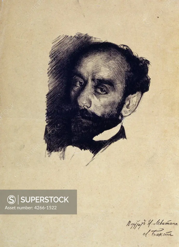 Portrait of Isaac Levitan by Leon Bakst, lithograph, 1899, 1866-1924, Russia, Sergyev Possad, State Open-air Museum of the Trinity Lavra of St. Sergius, 34, 2x25