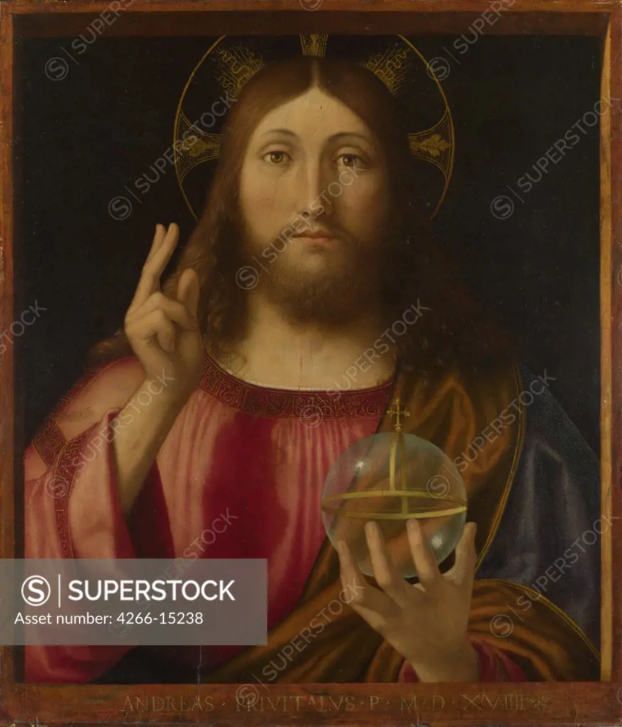 Previtali, Andrea (ca 1480-1528) National Gallery, London Painting 61,6x53 Bible  Salvator Mundi