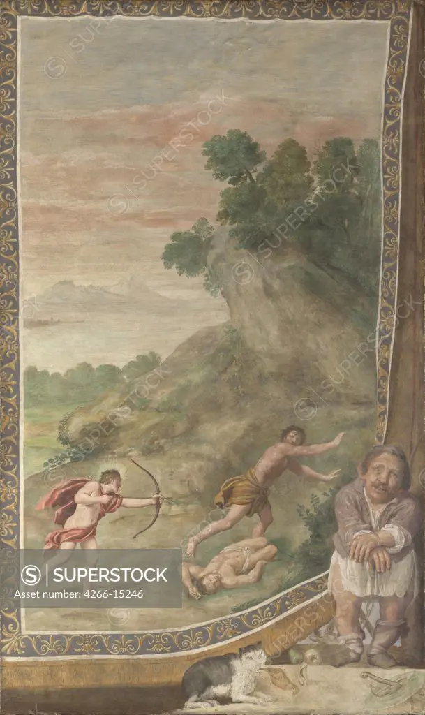 Domenichino (1581-1641) National Gallery, London Painting 316x190,4 Mythology, Allegory and Literature  Apollo killing the Cyclops (Fresco from Villa Aldobrandini)