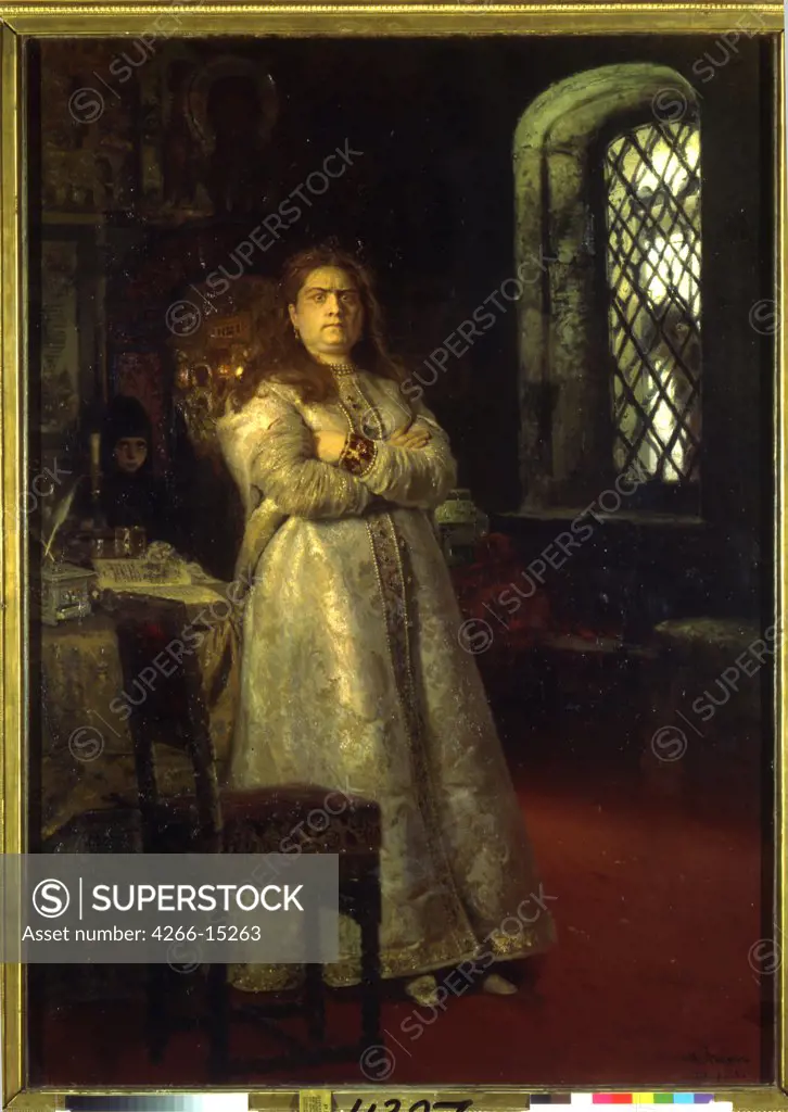 Repin, Ilya Yefimovich (1844-1930) State Tretyakov Gallery, Moscow Painting 201,8x145, Portrait,History  Tsarevna Sofia at the Novodevichy Convent during the Strelets execution and the torturing of her servants in 1698