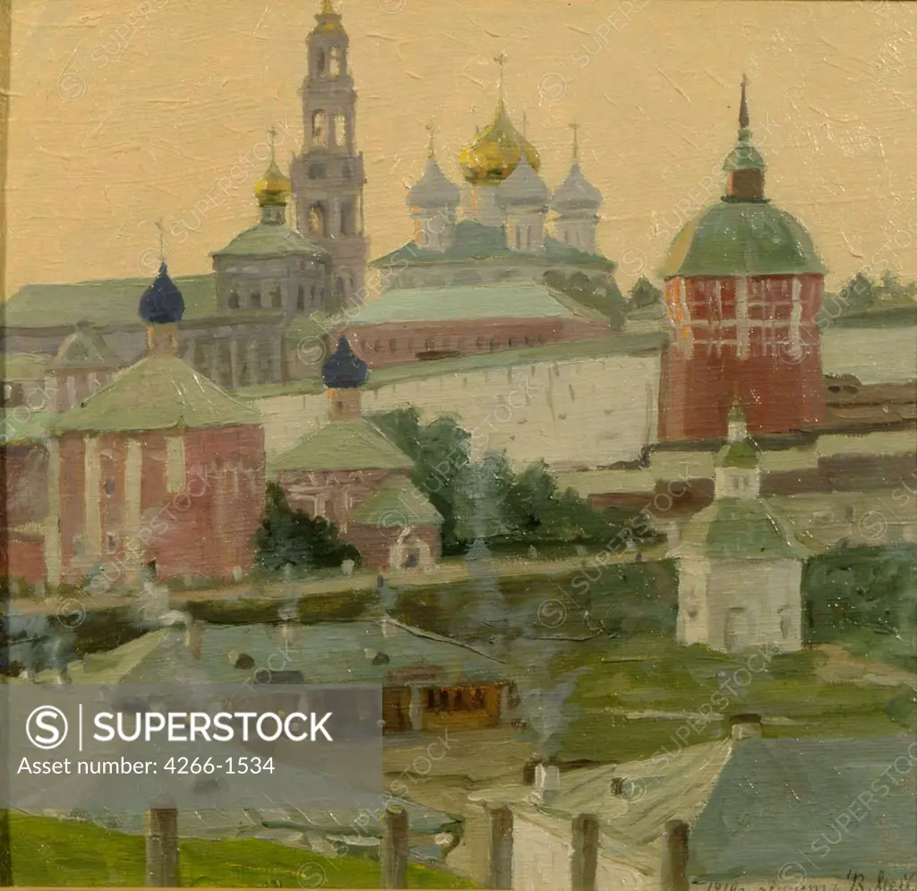 Mey, Viktor Fyodorovich (1888-1975) State Open-air Museum of the Trinity Lavra of St. Sergius, Sergyev Possad 1918 29,5x30 Oil on canvas Russian End of 19th - Early 20th cen. Russia 