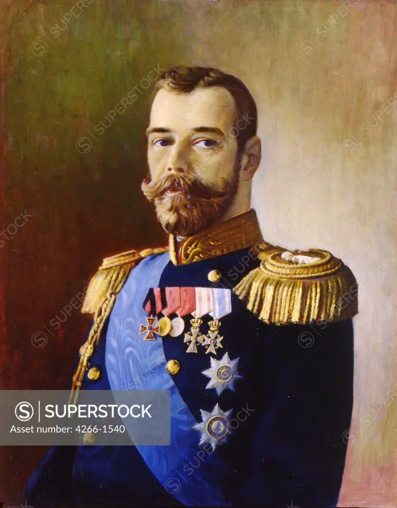 Emperor Nicholas II by russian master, oil on canvas, 19th century, Russia, Sergyev Possad, State Open-air Museum of the Trinity Lavra of St. Sergius, 85x65, 5
