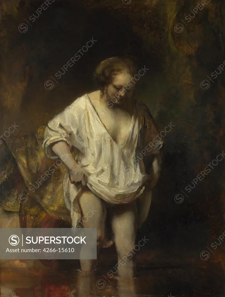 Rembrandt van Rhijn (1606-1669) National Gallery, London Painting 61,8x47 Portrait,Genre  A Woman bathing in a Stream (Hendrickje Stoffels)