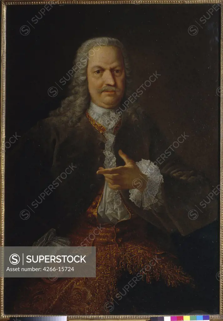 Grooth, Georg-Christoph (1716-1749) State Tretyakov Gallery, Moscow Painting 114,5x90 Portrait  Portrait of Akinfiy Nikitich Demidov (1678_1745)