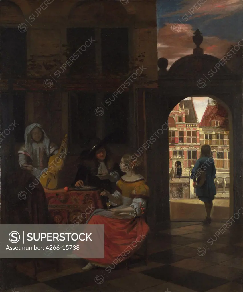 Hooch, Pieter, de (1629-1684) National Gallery, London Painting 83,5x68,5 Genre  A Musical Party in a Courtyard