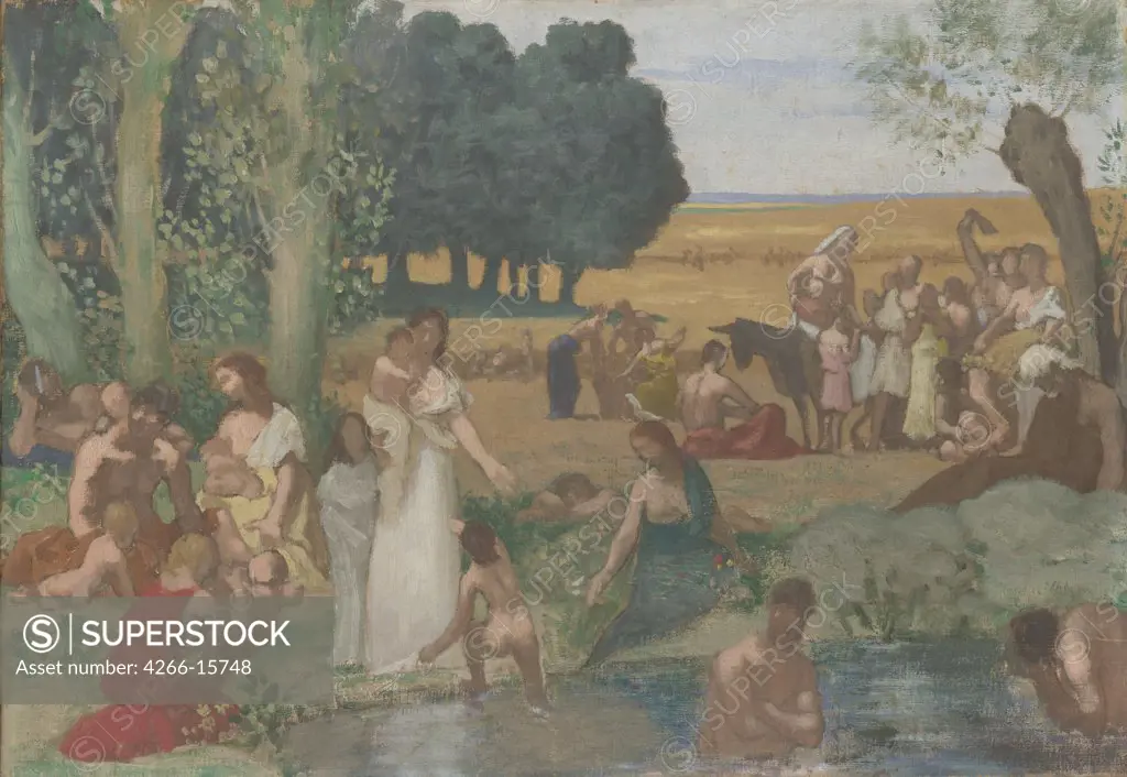 Puvis de Chavannes, Pierre C_cil (1824-1898) National Gallery, London Painting 43,2x62,2 Landscape,Mythology, Allegory and Literature  Summer