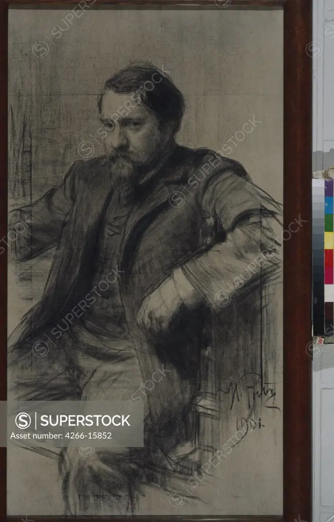 Repin, Ilya Yefimovich (1844-1930) State Tretyakov Gallery, Moscow Graphic arts Portrait  Portrait of the painter Valentin Alexandrovich Serov (1865-1911)