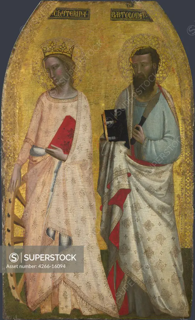 Nuzi, Allegretto (1315-1373) National Gallery, London Painting 83,2x51 Bible  Saints Catherine and Bartholomew