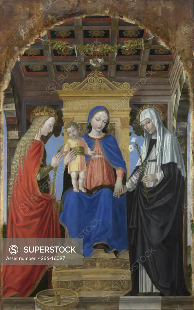 Bergognone, Ambrogio (1453-1523) National Gallery, London Painting 187,5x130 Bible  The Virgin and Child with Saint Catherine of Alexandria and Saint Catherine of Siena
