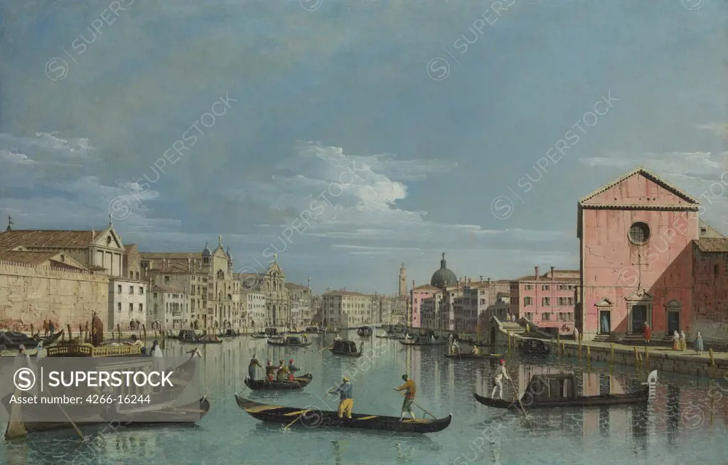 Bellotto, Bernardo (1720-1780) National Gallery, London Painting 59,7x92,1 Landscape  Venice. Upper Reaches of the Grand Canal facing Santa Croce