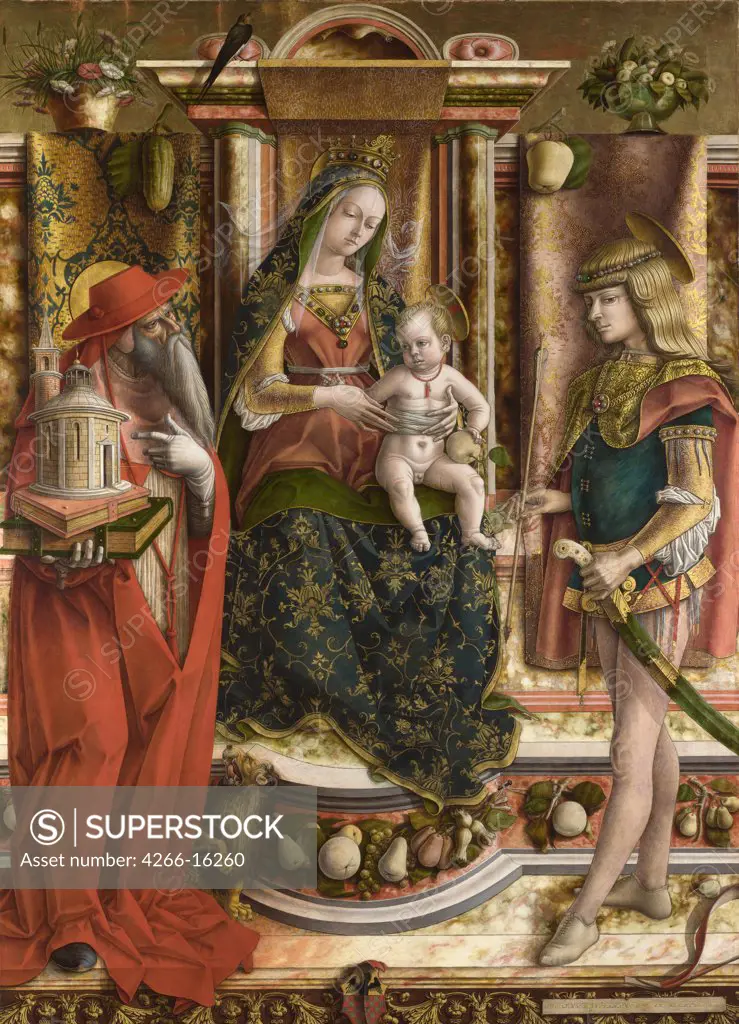 Crivelli, Carlo (c. 1435-c. 1495) National Gallery, London Painting 150,5x107 Bible  La Madonna della Rondine (The Madonna of the Swallow)