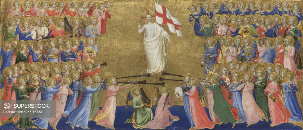 Angelico, Fra Giovanni, da Fiesole (ca. 1400-1455) National Gallery, London Painting 32x64 Bible  Christ Glorified in the Court of Heaven (Panel from Fiesole San Domenico Altarpiece)