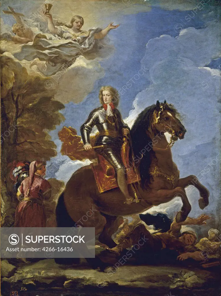 Giordano, Luca (1632-1705) Museo del Prado, Madrid Painting 81,1x60,3 Portrait  Equestrian Portrait of Charles II of Spain