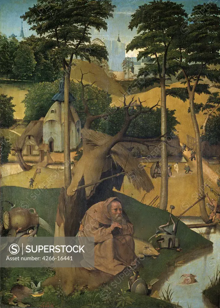 Bosch, Hieronymus (c. 1450-1516) Museo del Prado, Madrid Painting 73x52,5 Bible  The Temptation of Saint Anthony