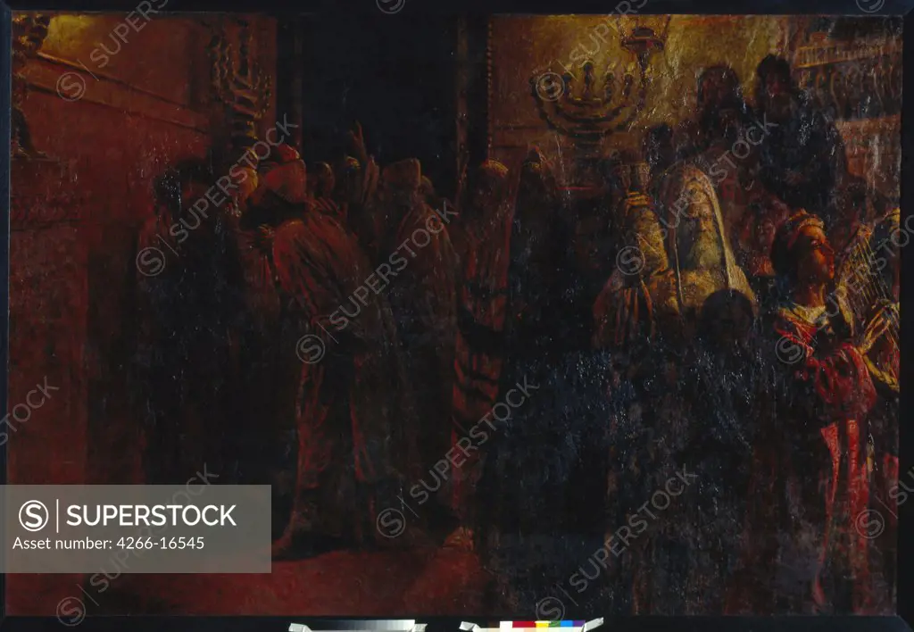Ge, Nikolai Nikolayevich (1831-1894) State Tretyakov Gallery, Moscow Painting 201,3x297, Bible  The Sanhedrin. ""Guilty!""