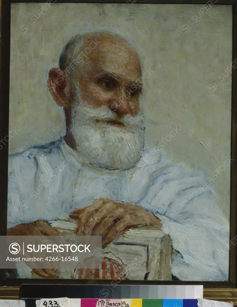Repin, Ilya Yefimovich (1844-1930) State Tretyakov Gallery, Moscow Painting 54,4x48 Portrait  Portrait of the physiologist, psychologist, and physician Ivan P. Pavlov (1849-1936)