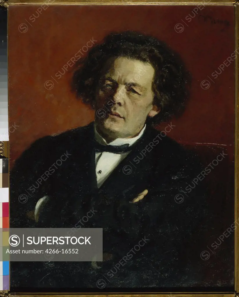 Repin, Ilya Yefimovich (1844-1930) State Tretyakov Gallery, Moscow Painting 80x62,3 Music, Dance,Portrait  Portrait of the composer Anton Rubinstein (1829-1894)