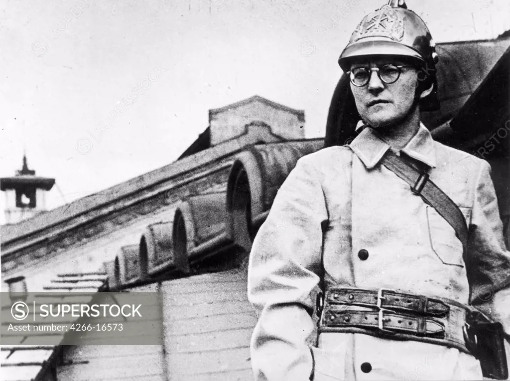 The Composer Dmitri Shostakovich (1906-1975) during the Siege of Leningrad by Anonymous  /Russian State Film and Photo Archive, Krasnogorsk/1941/Photograph/Russia/Portrait,History