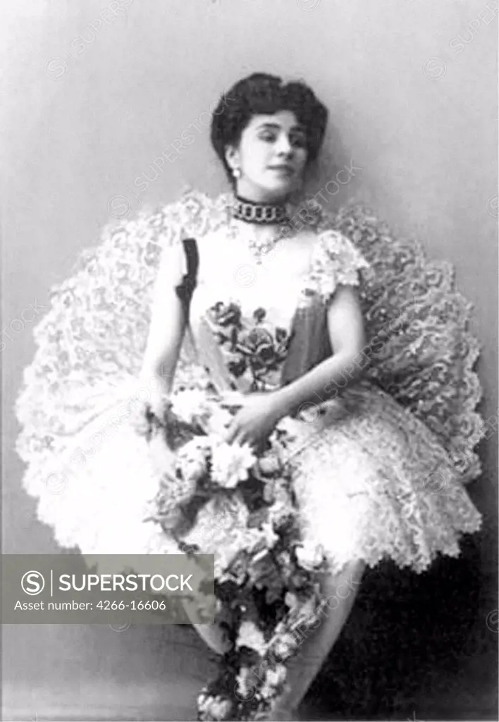 Prima ballerina Mathilde Kschessinska (1872-1971) by Anonymous  /Private Collection/1897/Photograph/Russia/Opera, Ballet, Theatre,Portrait