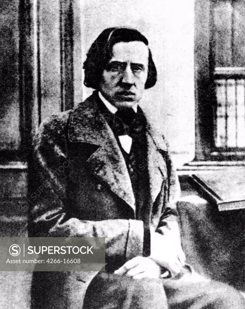 The only known photograph of the Composer Frederic Chopin (1810-1849) by Bisson, Louis-Auguste (1814_1876)/Private Collection/1849/Daguerreotyp/France/Portrait