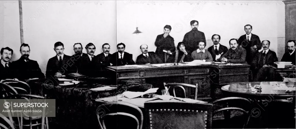 The Council of the People's Commissars by Anonymous  /Russian State Film and Photo Archive, Krasnogorsk/1917-1918/Photograph/Russia/History