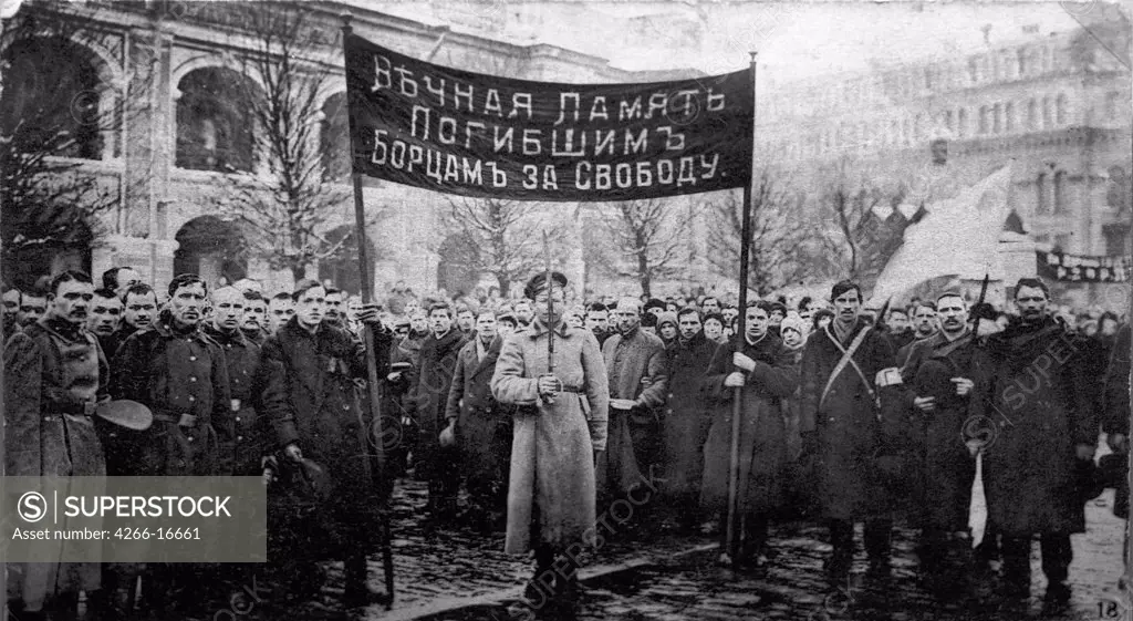 A mourning ceremony for victims of the February Revolution by Anonymous  /State Central Museum of Contemporary History of Russia, Moscow/1917/Photograph/Russia/Genre,History