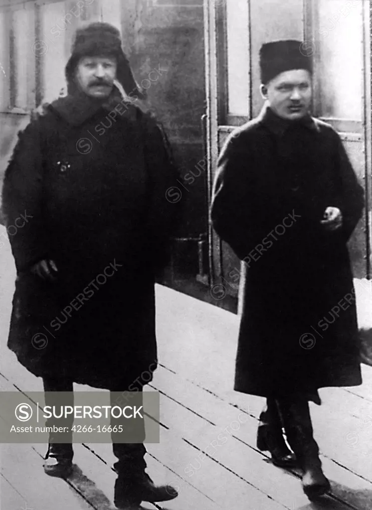 Joseph Stalin and Sergei Kirov at the Leningradsky Rail Terminal in Moscow by Anonymous  /State Museum of the Political History of Russia, St. Petersburg/1928/Photograph/Russia/Genre,History