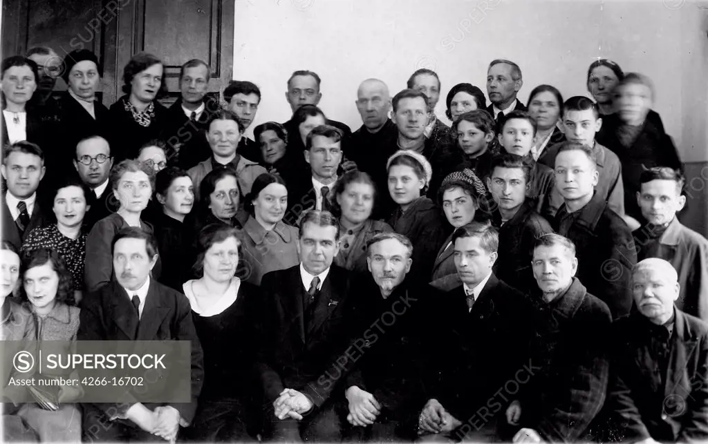 Soviet physicist Sergey I. Vavilov with his staff 1945 by Anonymous  /© The Lebedev Physics Institute (FIAN), Moscow/1945/Russia/Portrait