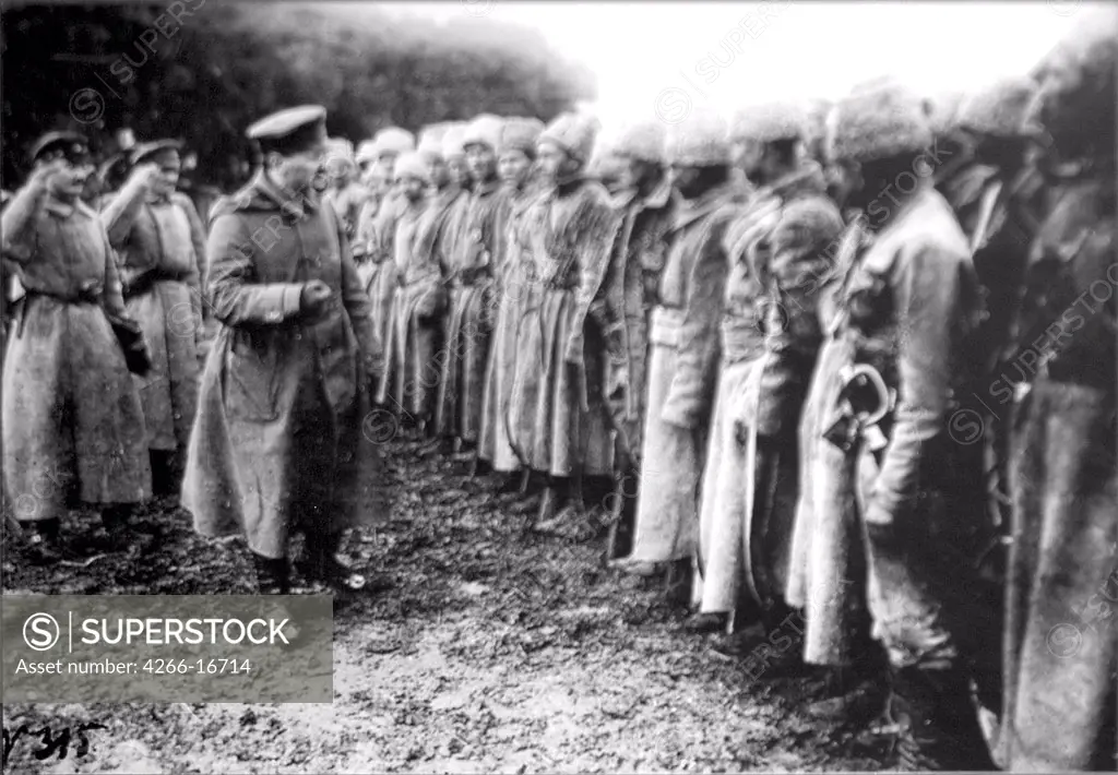 Leon Trotsky at the Red Army troops by Anonymous  /State Museum of the Political History of Russia, St. Petersburg/1918/Photograph/Russia/History