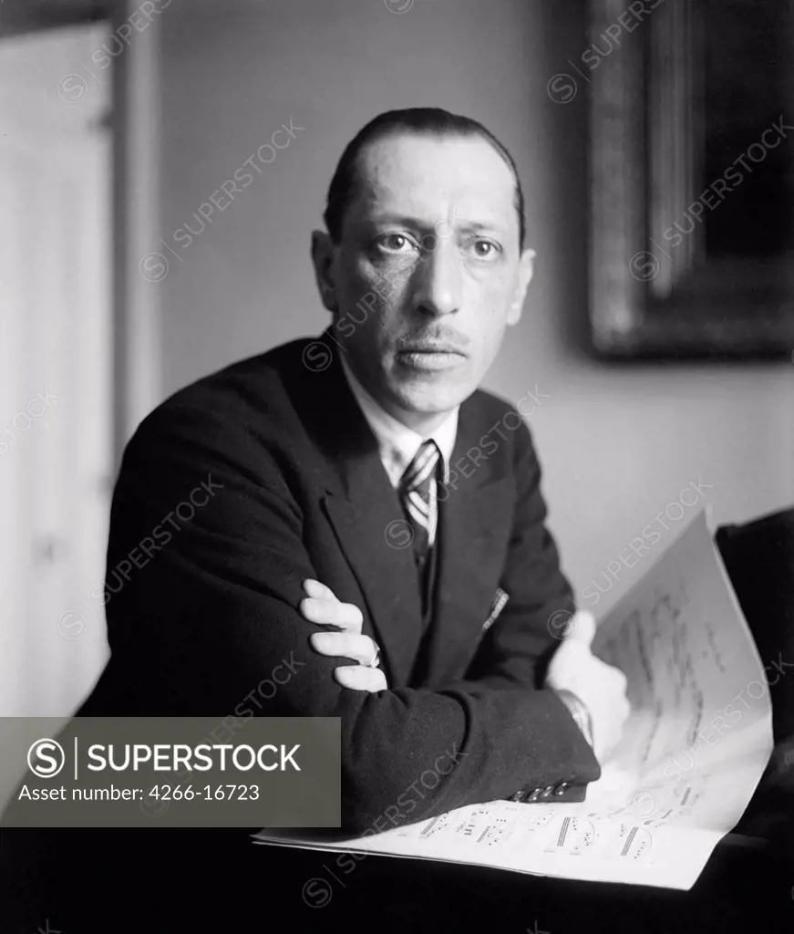 Igor Stravinsky (1882-1971), Russian composer, pianist, and conductor by Anonymous  /Private Collection/1920s-1930s/Photograph/Music, Dance,Opera, Ballet, Theatre,Portrait