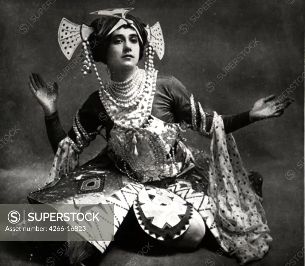 Tamara Karsavina in the Ballet 'Blue God' by R. Hahn by Anonymous  /The State Central A. Bakhrushin Theatre Museum, Moscow/1911/Photograph/Opera, Ballet, Theatre