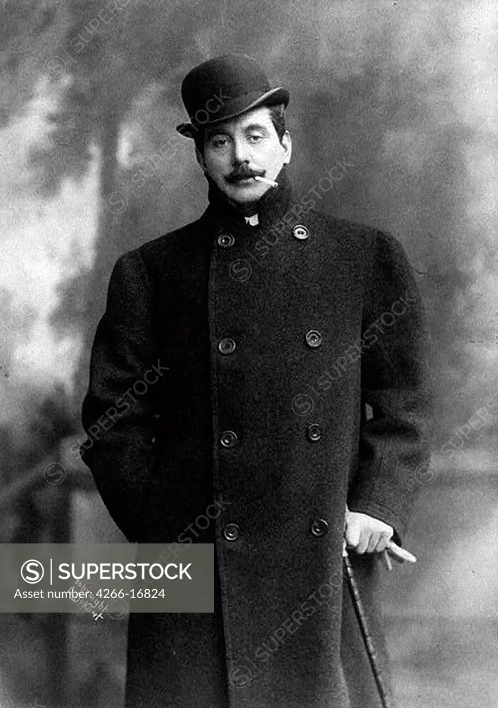 Giacomo Puccini (1858-1924) by Anonymous  /Private Collection/c. 1908/Photograph/Music, Dance,Opera, Ballet, Theatre,Portrait