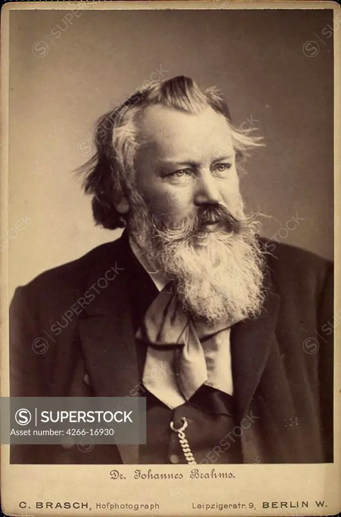 Portrait of the composer Johannes Brahms (1833-1897) by Photo studio C. Brasch  /Private Collection/1889/Phototypie/Germany/Portrait
