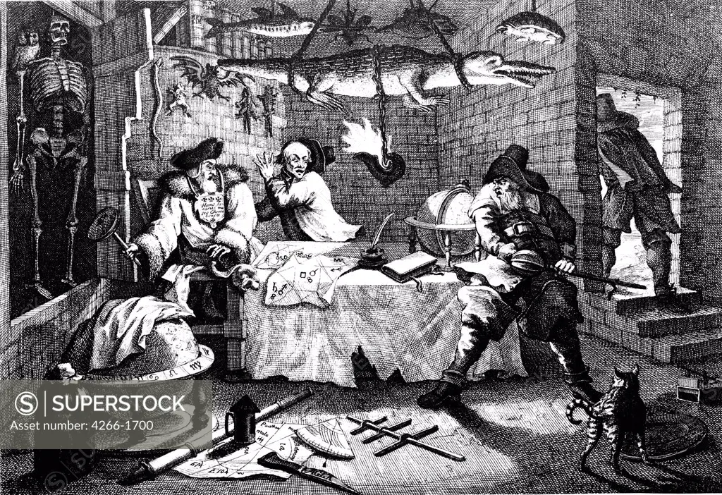 Interior of Samuel Butler's workshop by William Hogarth, etching, 1726, 1697-1764, Russia, Moscow, State A. Pushkin Museum of Fine Arts