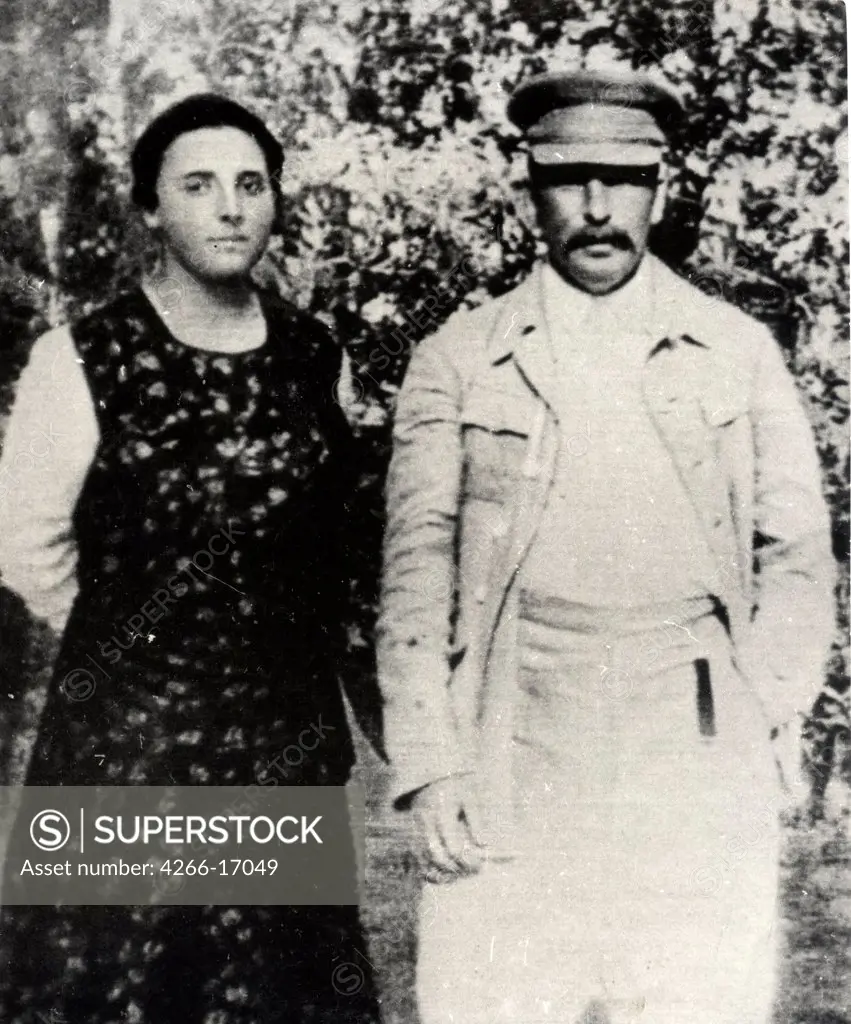 Josef Stalin with his second wife Nadezhda Alliluyeva (1901-1932) by Anonymous  /Private Collection/End 1920s/Photograph/Russia/Portrait