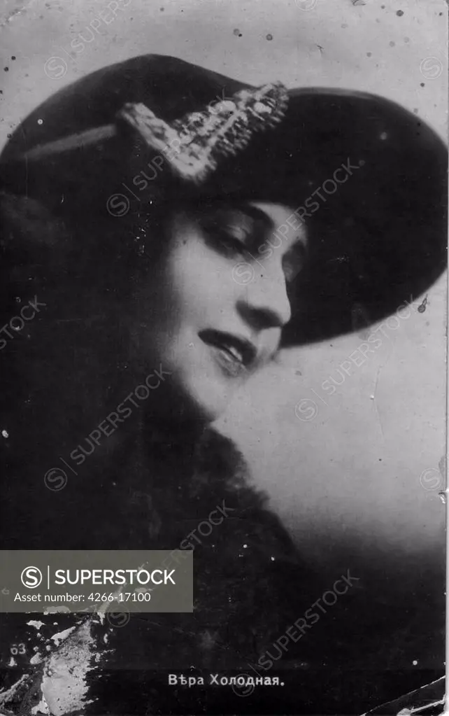 Vera Kholodnaya, Russian silent film actor by Anonymous  /Private Collection/1910s/Photograph/Russia/Opera, Ballet, Theatre,Portrait