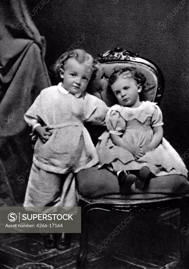 Vladimir Ulyanov (Lenin) at age 4 with Sister Olga by Anonymous  /State Museum of History, Moscow/1874/Photograph/Russia/Portrait
