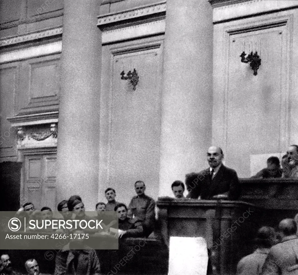 The April Theses. Vladimir Lenin in the Tauride Palace on April 17, 1917 by Anonymous  /State Museum of History, Moscow/1917/Photograph/Russia/History