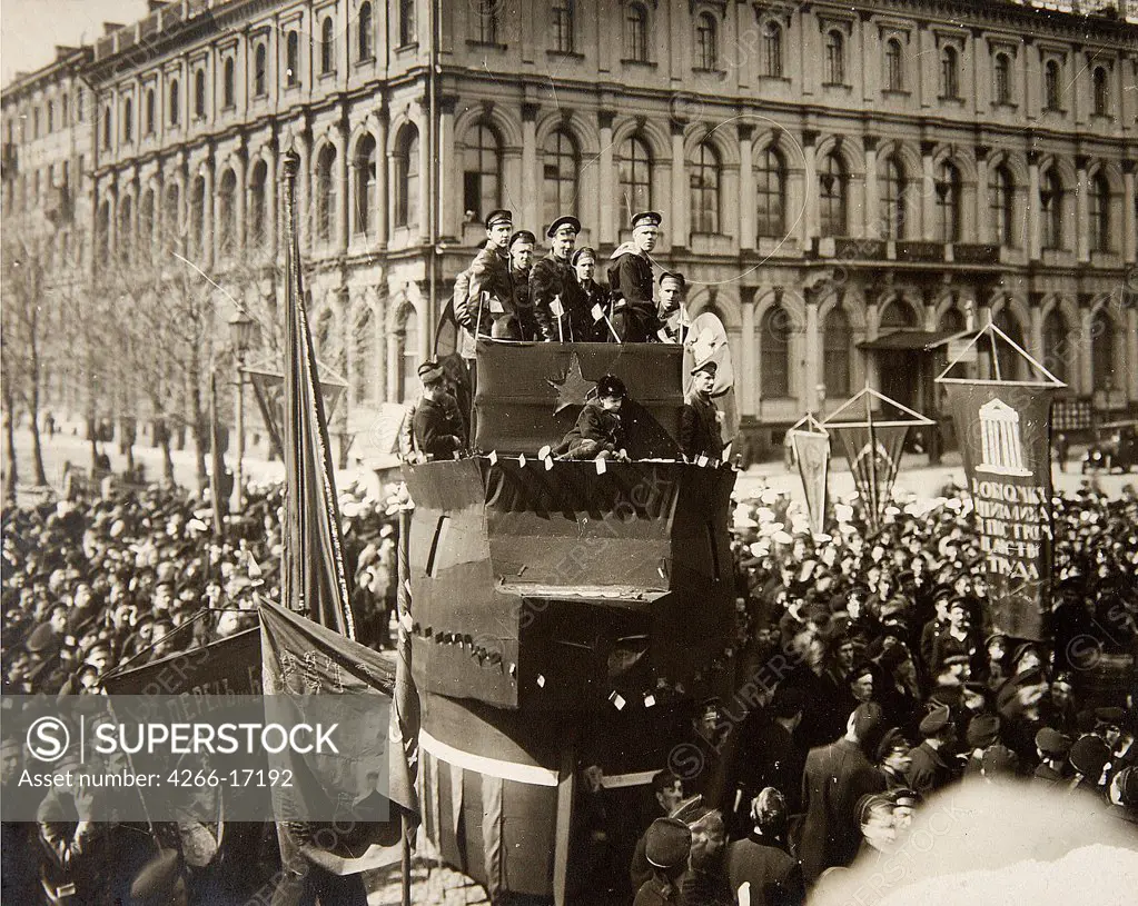 Sailors Demonstration in Petrograd. 1917 by Otsup, Pyotr Adolfovich (1883-1963)/Russian State Film and Photo Archive, Krasnogorsk/1917/Photograph/Russia/History