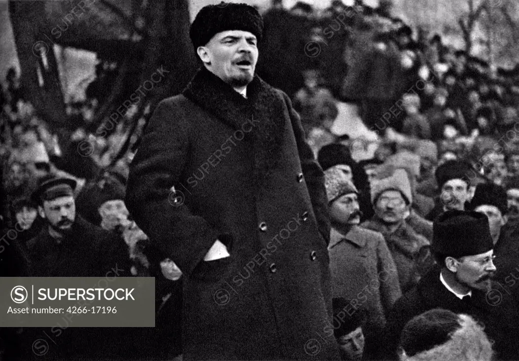 Vladimir Lenin at the funeral of Yakov Sverdlov by Anonymous  /State Museum of History, Moscow/1919/Photograph/Russia/History