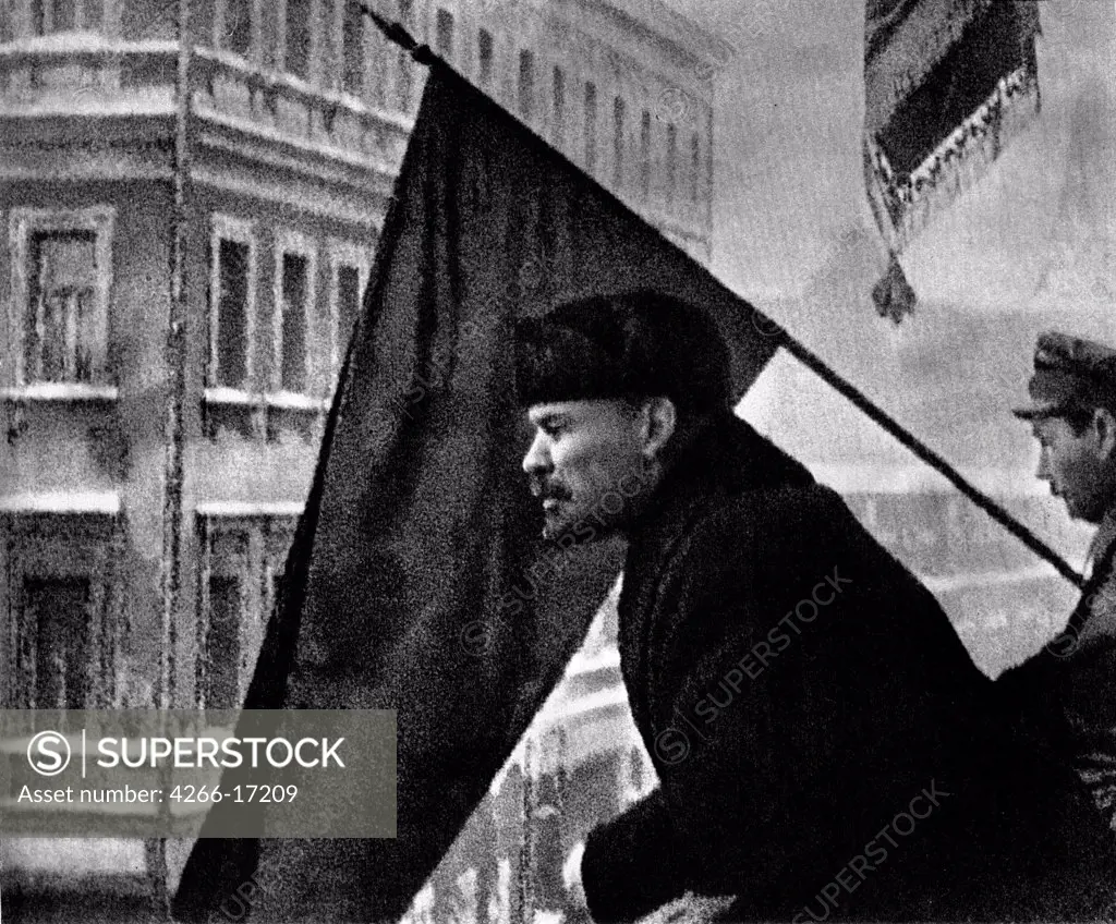 Vladimir Lenin on the Balcony of Moscow Soviet of People's Deputies on October 16, 1919 by Anonymous  /State Museum of History, Moscow/1919/Photograph/Russia/History