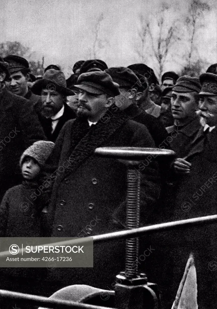 Vladimir Lenin at the testing of the first electric plough by Anonymous  /State Museum of History, Moscow/1921/Photograph/Russia/History