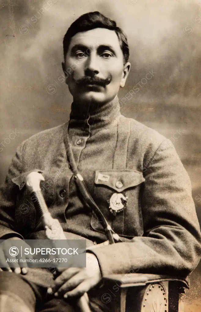 Commandant of the First Cavalry Army Semion Budionny by Otsup, Pyotr Adolfovich (1883-1963)/Russian State Film and Photo Archive, Krasnogorsk/1921/Photograph/Russia/Portrait